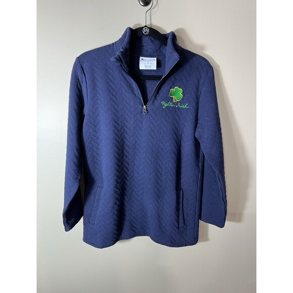 Champion Womens Notre Dame Fighting Irish Quarter Zip Up Pullover Blue Small - Picture 1 of 14